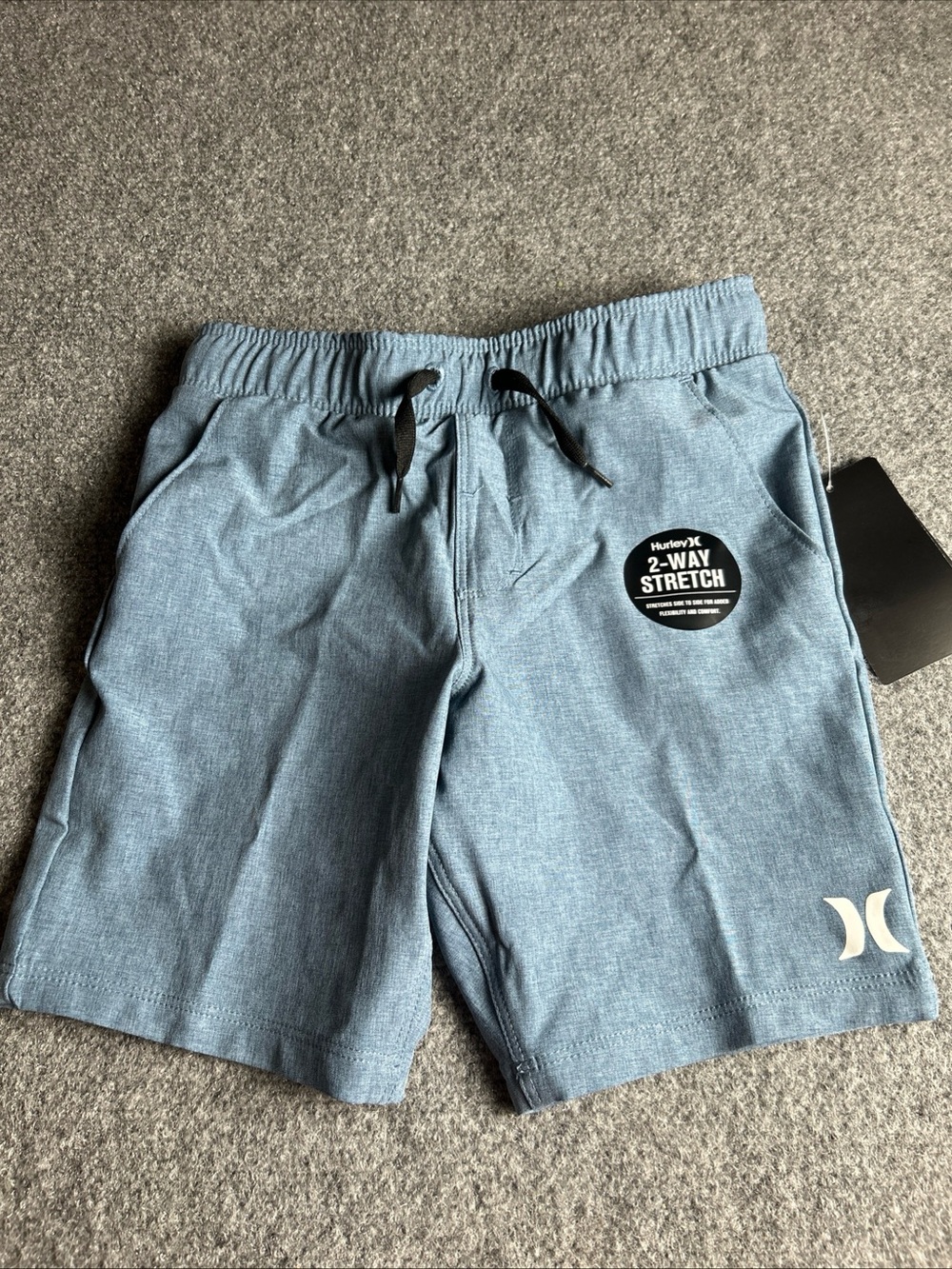Hurley Light Blue Heather 2-Way Stretch Shorts size 5 new